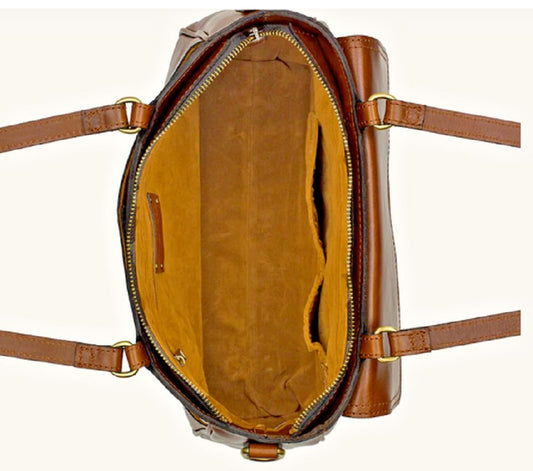 Patricia Nash Rosetti Leather Satchel/Crossbody Signature Map Brown