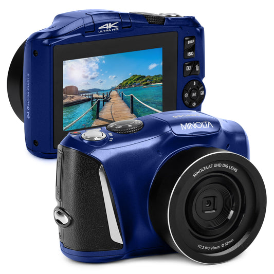 Minolta 64 Mega Pixels Digital Camera with 4K Video 60 FPS & WiFi, Blue