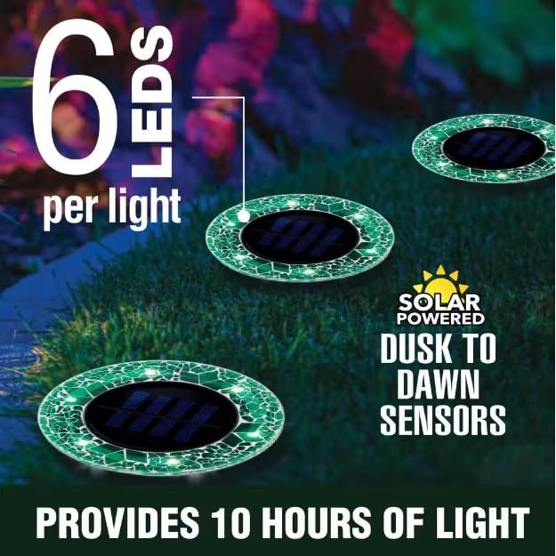 Generic Bell and Howell Mosaic Solar Disk Lights 6-Pack - Forest Green, 732=735