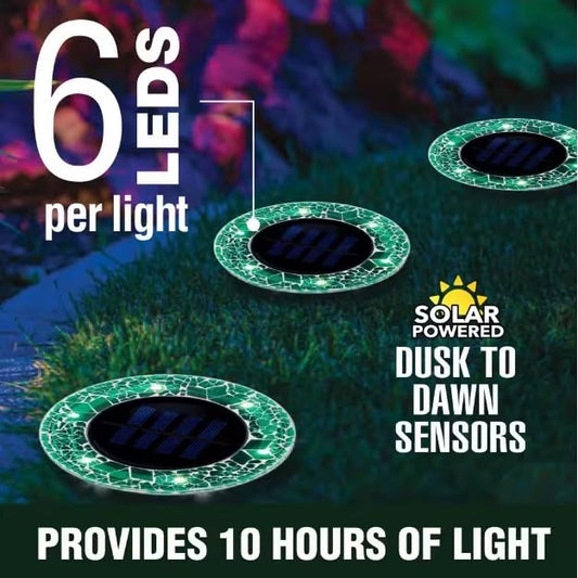 Generic Bell and Howell Mosaic Solar Disk Lights 6-Pack - Forest Green, 732=735