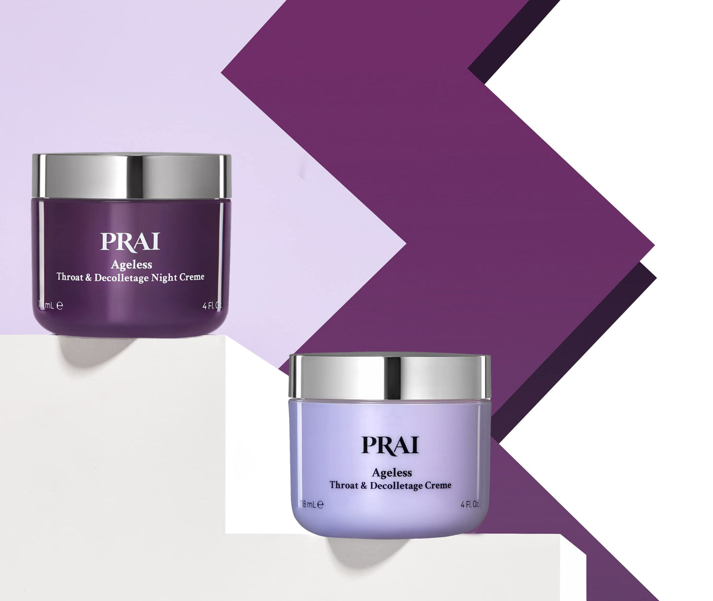 PRAI Beauty Ageless Day & Night Neck Kit | 1 Throat & Decolletage Day Creme and 1 Throat & Decolletage Night Creme | Skin Tightening Cream Set for Instantly Ageless Neck