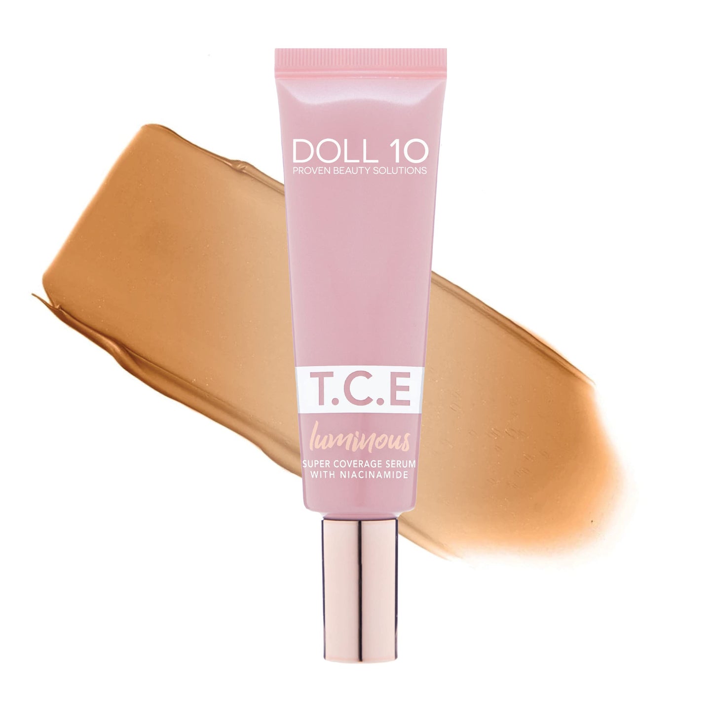 Doll 10 TCE Luminous Super Coverage Serum with Niacinamide - Full Coverage Tinted Foundation Makeup