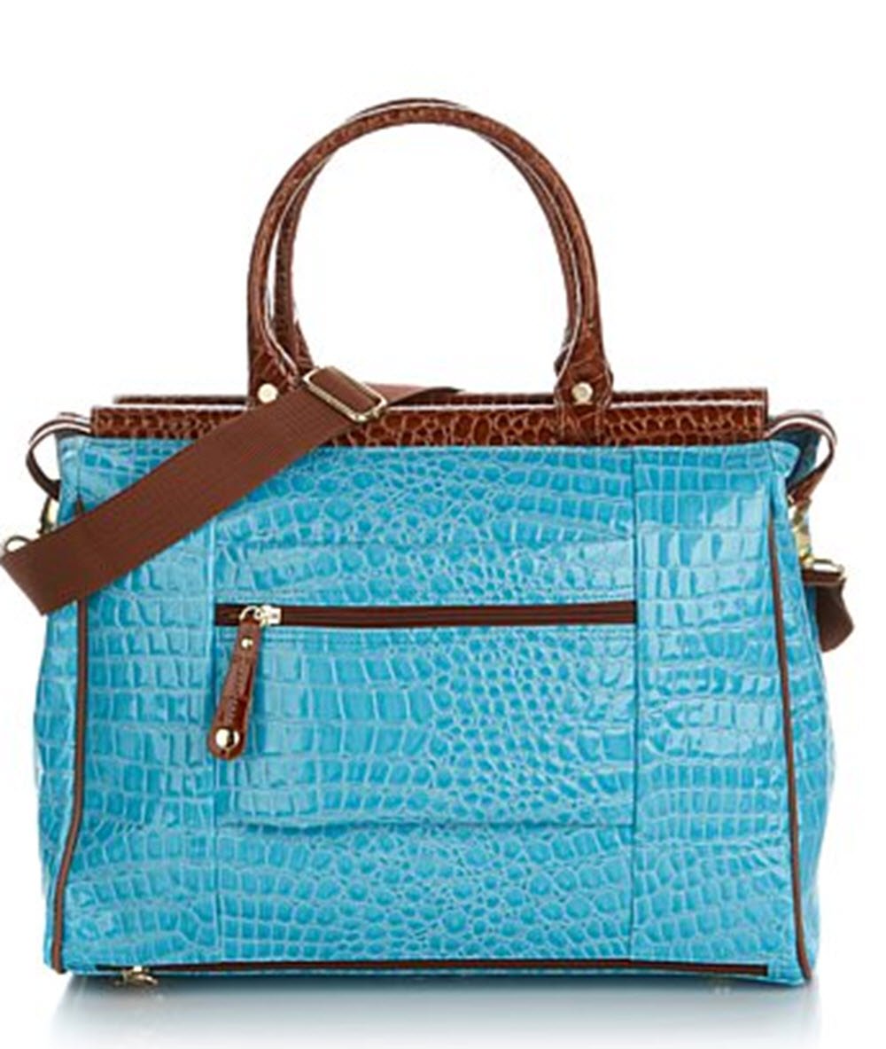 Samantha Brown Nylon and Croco-Embossed Dowel Bag Black