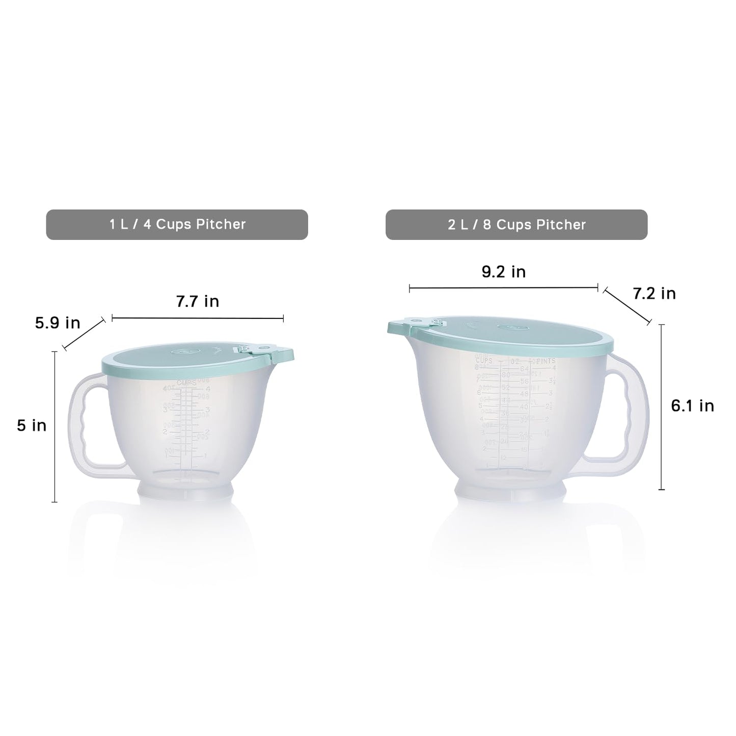 Tupperware Classic Mix-N-Store Pitcher Set in Aquamarine - Dishwasher Safe & BPA Free - (2 Bowls + 2 Lids)