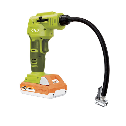 Sun Joe 24V-AJC-LTX-SJG 24-Volt IONMAX Cordless Portable Air Compressor Kit, w/ 1.5-Ah Battery, Charger, Storage Bag, and Nozzle Adapters