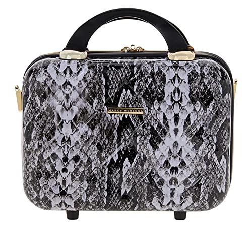 Marcy McKenna 2-in-1 Essential St. Tropez Design Beauty Case - Black/Cream Python, 12 inch L x 6.5 inch W x 9.25 inch H