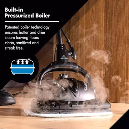 Euroflex Vapour Steam Mop - High Pressure Cleaner for Floors, 36 PSI Heavy Duty Commercial Style, Superheated Steam 266 Degrees F With Front Boost, Ultra Dry