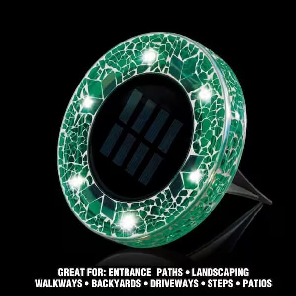 Generic Bell and Howell Mosaic Solar Disk Lights 6-Pack - Forest Green, 732=735