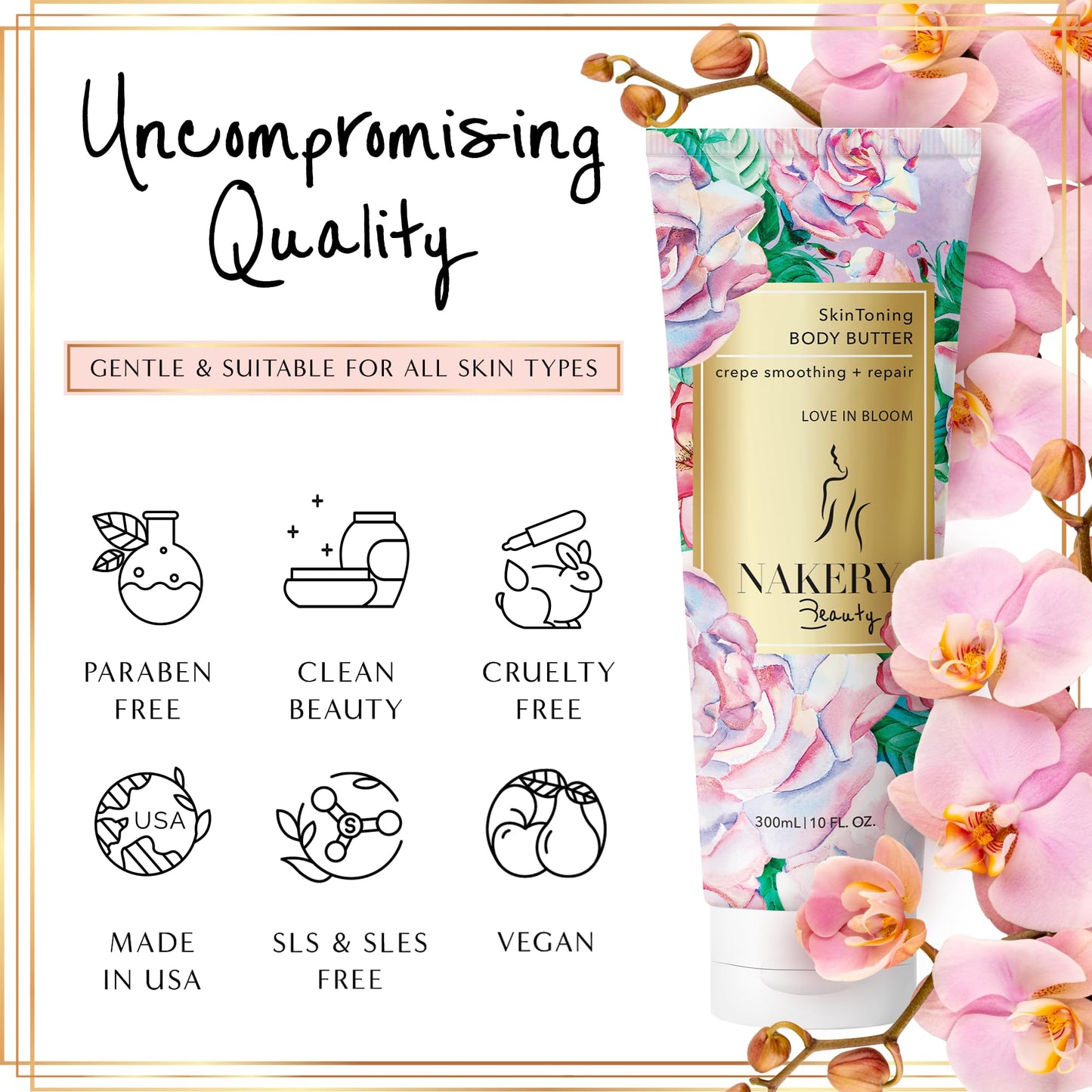 Nakery Body Butter Anti Aging Moisturizer - Body Cream Skin Tightening Cream & Neck Firming Cream, Moisturizing Cream & Neck Tightening Cream for Body & Face Cream for Dry Skin 300ml