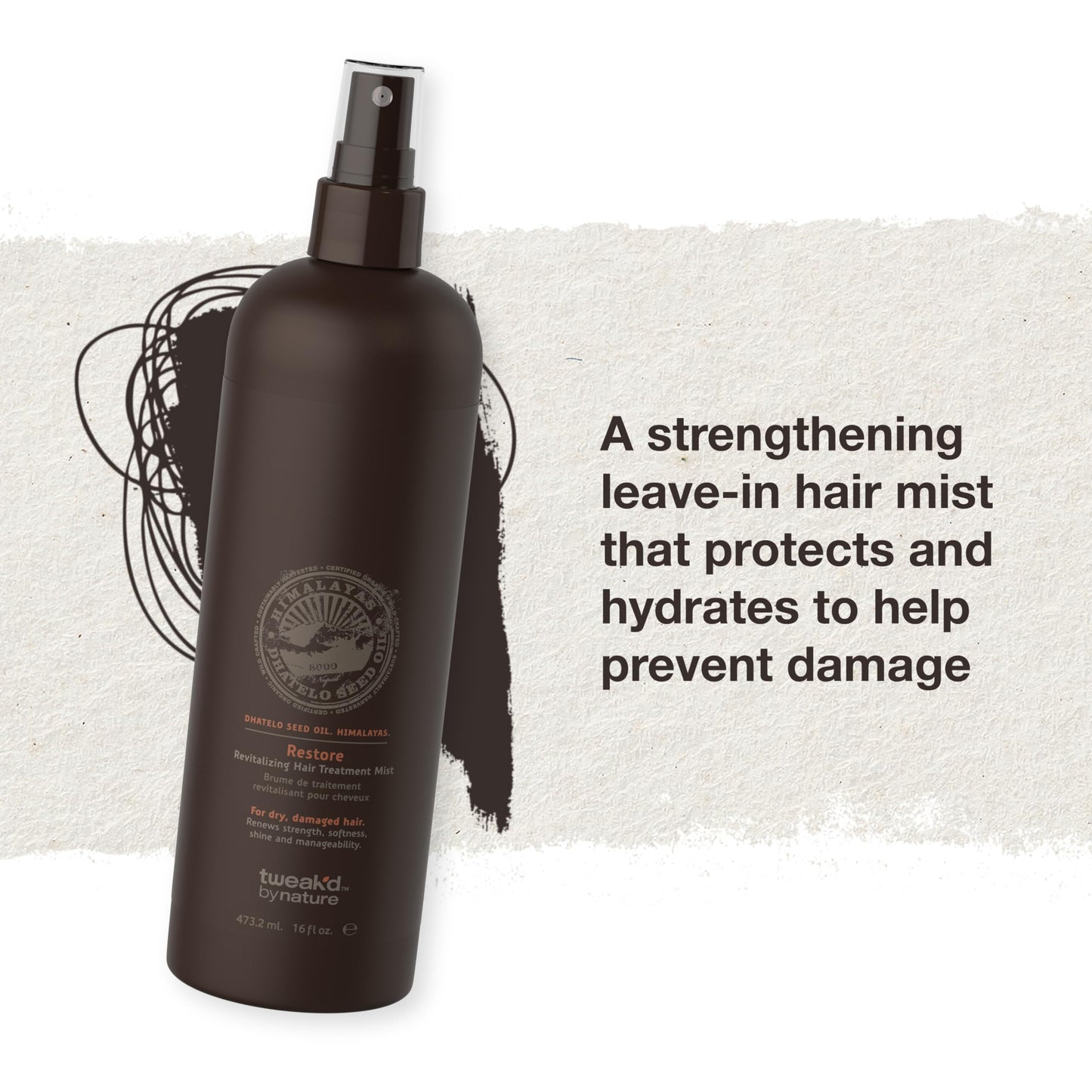 Tweak’d by Nature - Restore Revitalizing Hair Treatment Mist, Strengthens and Protects Hair for Soft Feel and Healthy Shine, Cruelty Free