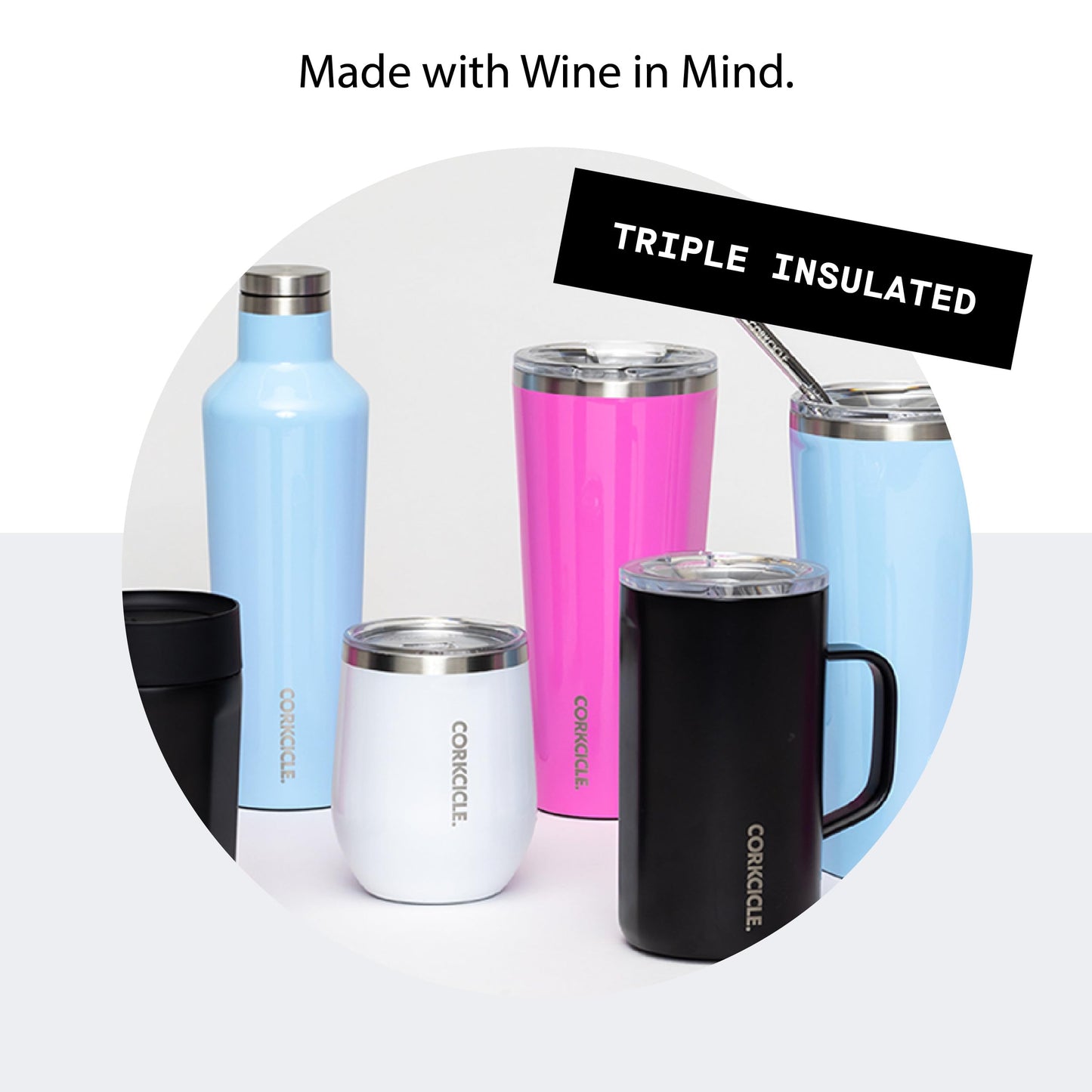 Corkcicle Stemless Insulated Wine Glass Tumbler, 12 oz – Stainless Steel Stemless Wine Glass Keeps Beverages Cold for 6 Hrs, Hot for 3 Hrs