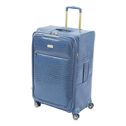 Samantha Brown 30" Exp Spinner luggage - Durable croco-embossed PVC - Bravo Blue -