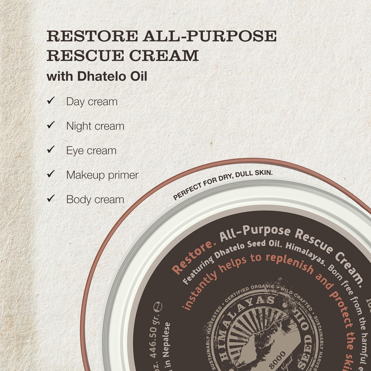 Tweak’d by Nature - All Purpose Rescue Cream, 5-in-1 Face and Body Cream and Moisturizer for Soft Skin and a Radiant Glow, Cruelty Free (15.75 ounces)