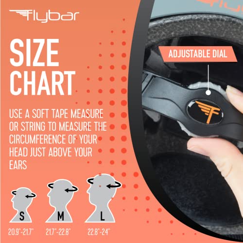 Flybar Bike Helmet- Multi Sport Dual Certified Adjustable Dial, Lightweight Skateboard Helmet, Roller Skating, Pogo, Electric Scooter, Snowboard, Boys and Girls Kids- Adults Helmets