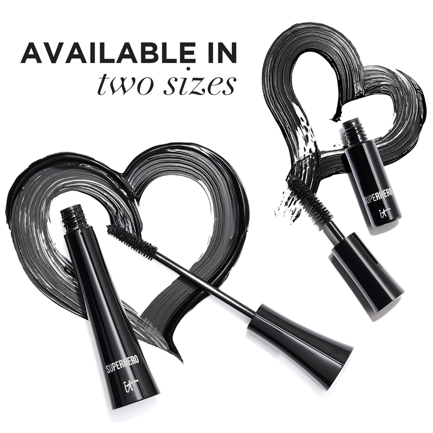 IT Cosmetics Superhero Mascara – Volumizing and Lengthening Black Mascara – Buildable Lash Volume with Collagen, Biotin & Peptides – Lifting & Curling Formula – Suitable for Sensitive Eyes