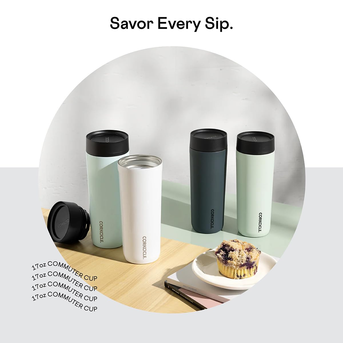 Corkcicle Commuter Cup Travel Mug with 360° Sip Lid