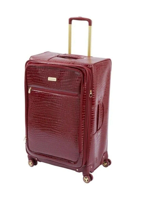 Samantha Brown 30" Exp Spinner luggage - Durable croco-embossed PVC - Burgundy -