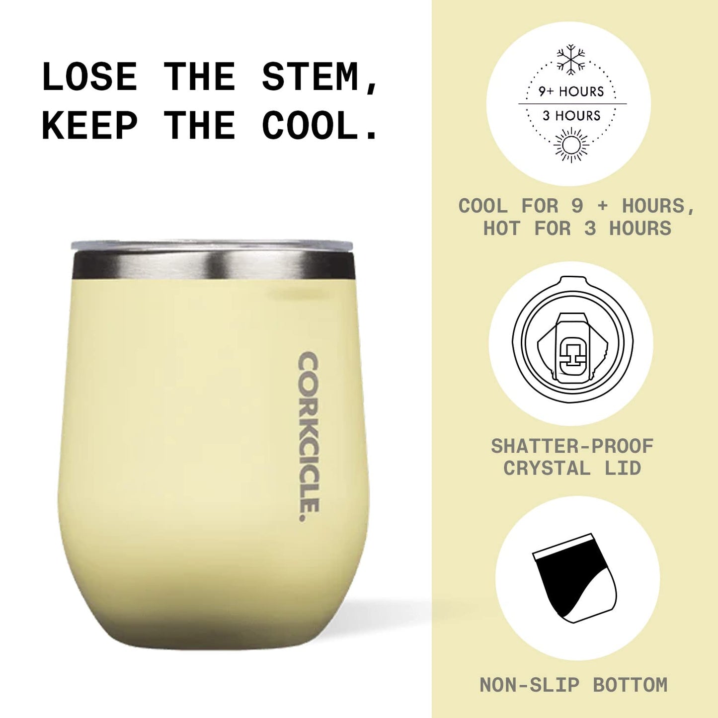 Corkcicle Origins Stemless Cup - Triple Insulated Stainless Steel Travel Wine Cup Tumbler for Coffee, Wine, Champagne and Cocktails - Leakproof, Reusable, BPA-Free, Dishwasher Safe- Copper