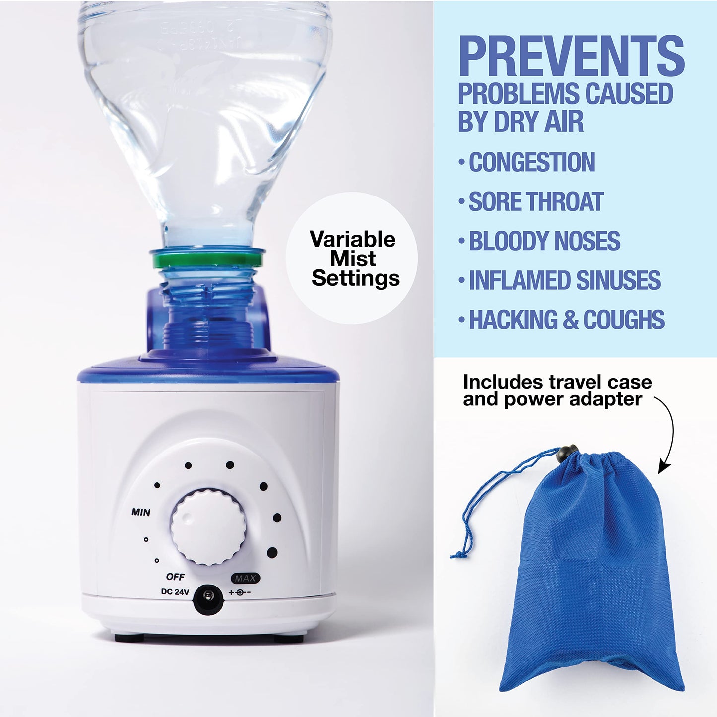 Bell+Howell Ultrasonic Personal Portable Humidifier-Cool Mist- lasts up to 12 hours per water bottle