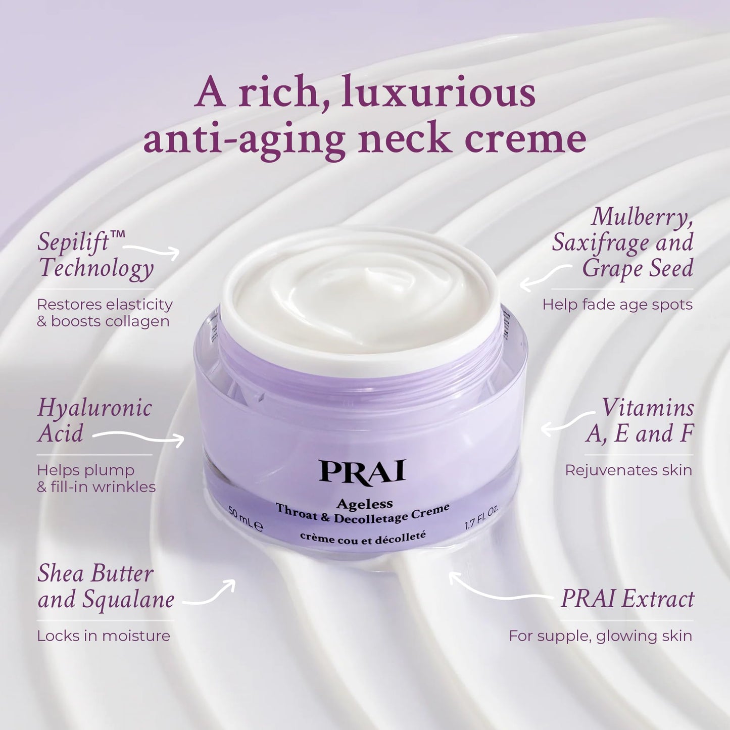 PRAI Beauty Ageless Day & Night Neck Kit | 1 Throat & Decolletage Day Creme and 1 Throat & Decolletage Night Creme | Skin Tightening Cream Set for Instantly Ageless Neck