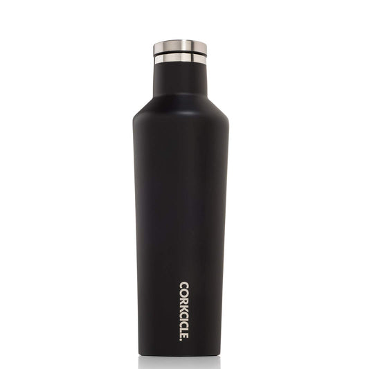 Corkcicle Canteen - Water Bottle and Thermos - Keeps Beverages Cold for Over 25, Hot for Over 12 Hours - Triple Insulated with Shatterproof Stainless Steel Construction - Matte Black - 16 oz.