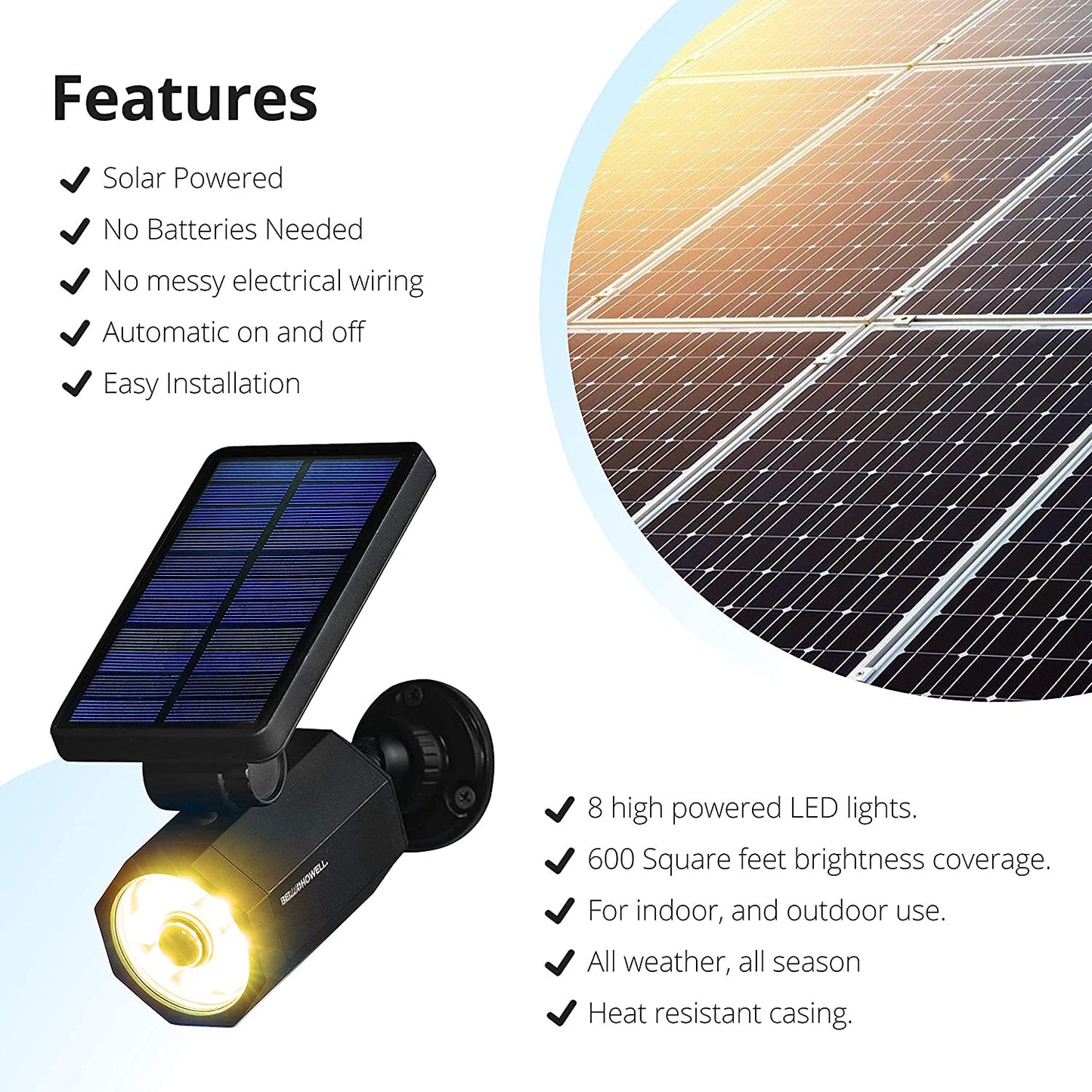 Bell+Howell Bionic Spotlight Solar Spot 25 Feet Motion Sensor, Sun Panels, Waterproof Frost Resistant Patio, Yard and Outdoor Lighting As Seen On TV