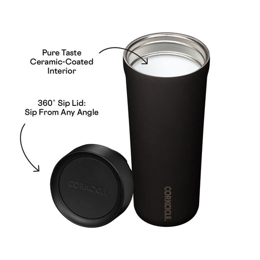 Corkcicle Commuter Cup Insulated Stainless Steel Leak Proof Travel Coffee Mug Keeps Beverages Cold for 9 Hours and Hot for 3 Hours, Nebula, 17 oz