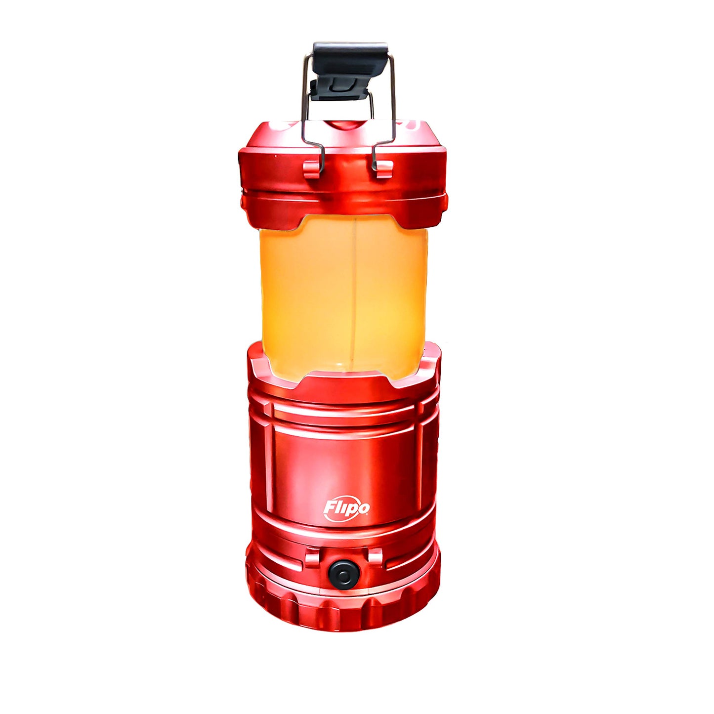 Slide-N-Glo 3-IN-1 Collapsible LED Lamp, Flashlight and Realistic Flickering Flame Effect Lantern - For Indoor Use To Outdoor Camping - Survival Kit for Emergency (Hurricane) (Red)