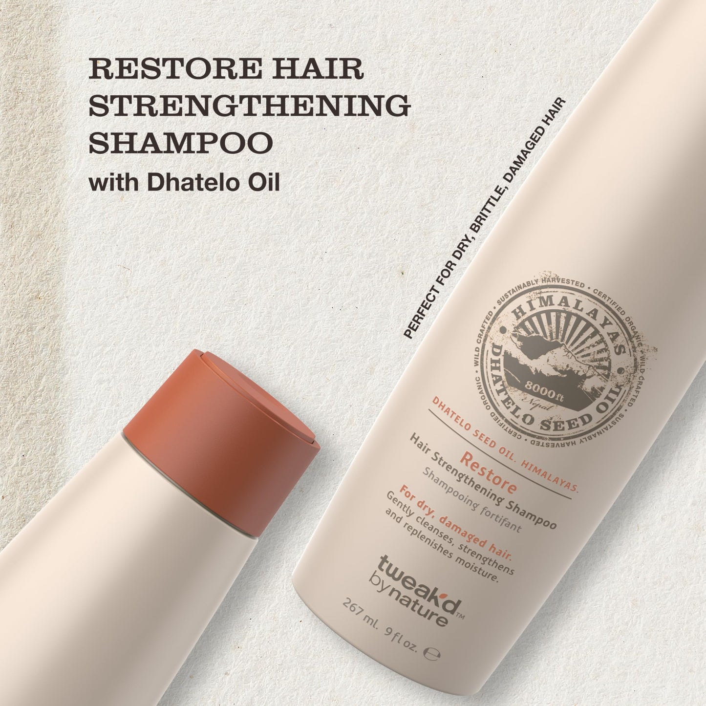 Tweak’d by Nature - Restore Hair Strengthening Shampoo, Ultra-Moisturizing for Dry Damaged Hair, Leaves Hair Shiny and Soft, Cruelty Free