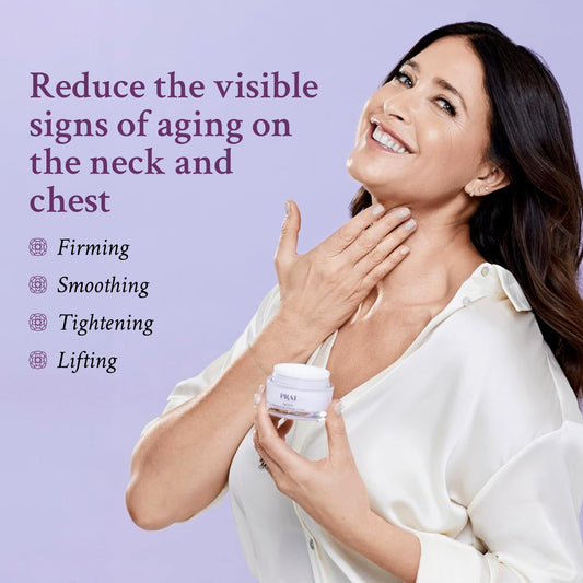 PRAI Beauty Ageless Day & Night Neck Kit | 1 Throat & Decolletage Day Creme and 1 Throat & Decolletage Night Creme | Skin Tightening Cream Set for Instantly Ageless Neck