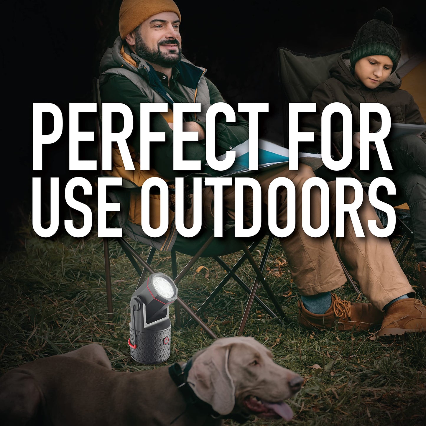 Bell+ Howell Bionic LED Work Light with Stand, Super Bright Rechargeable Portable LED Work Light, 1000 Lumen Camping Light, 50,000+ Hr. Lifespan