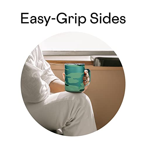 Corkcicle Triple Insulated Coffee Mug with Lid and Handle, Jade Camo, 16 oz – Stainless Steel Travel Mug Keeps Beverages Hot for 3+ Hours – Non-Slip, Easy-Grip, Spill-Resistant Tumbler