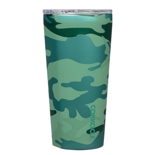 Corkcicle Travel Tumbler, Insulated Water Bottle with Lid, Spill Proof for Wine, Coffee, Tea, and Hot Cocoa, Jade Camo, 16 oz, 1 Count (Pack of 1)