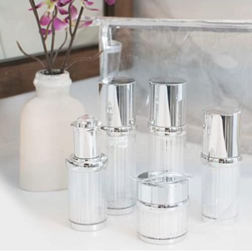 Marcy McKenna Luxury Airless Travel Toiletry Bottle with Clear Vinyl Pouch, Leakproof Airless Technology, TSA Approved, Dispenser Bottle Set of 8