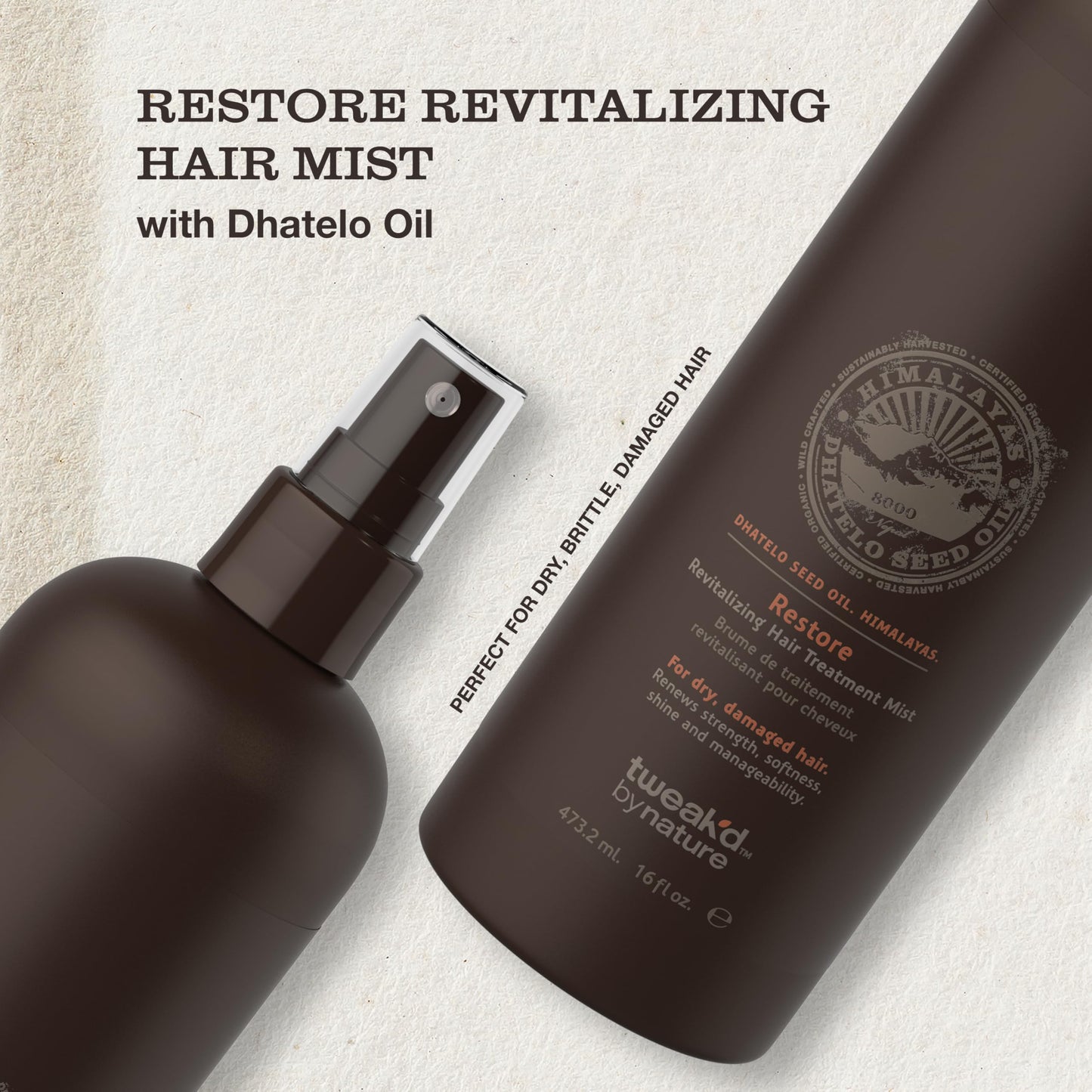 Tweak’d by Nature - Restore Revitalizing Hair Treatment Mist, Strengthens and Protects Hair for Soft Feel and Healthy Shine, Cruelty Free
