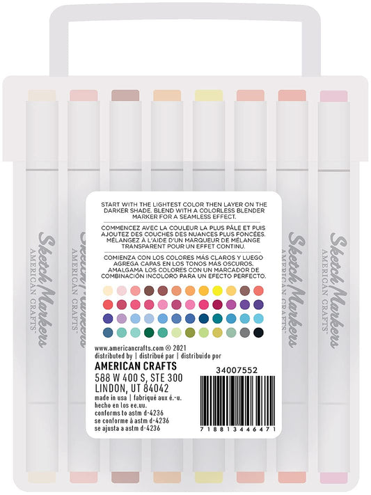 American Crafts Sketch Markers 48/PK, Assorted Colors