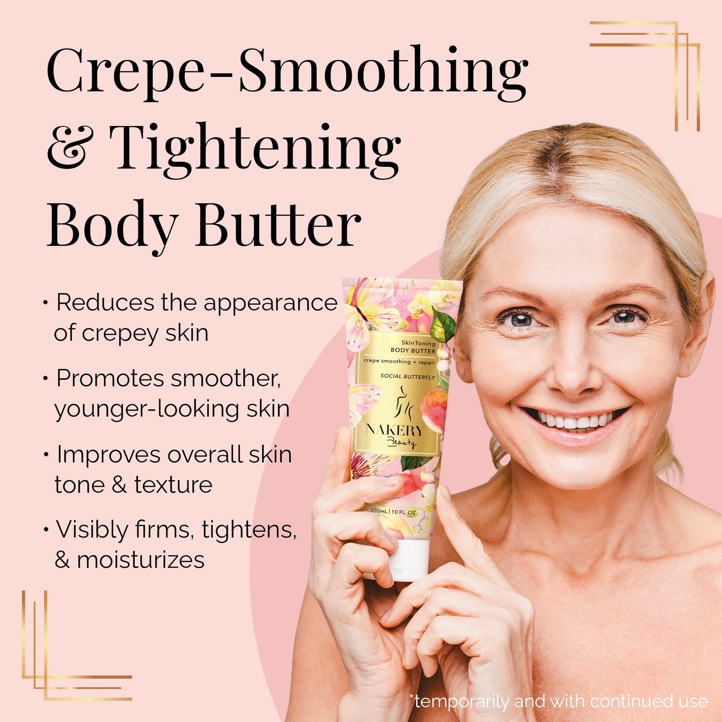 Nakery Body Butter Anti Aging Moisturizer - Body Cream Skin Tightening Cream & Neck Firming Cream, Moisturizing Cream & Neck Tightening Cream for Body & Face Cream for Dry Skin 300ml