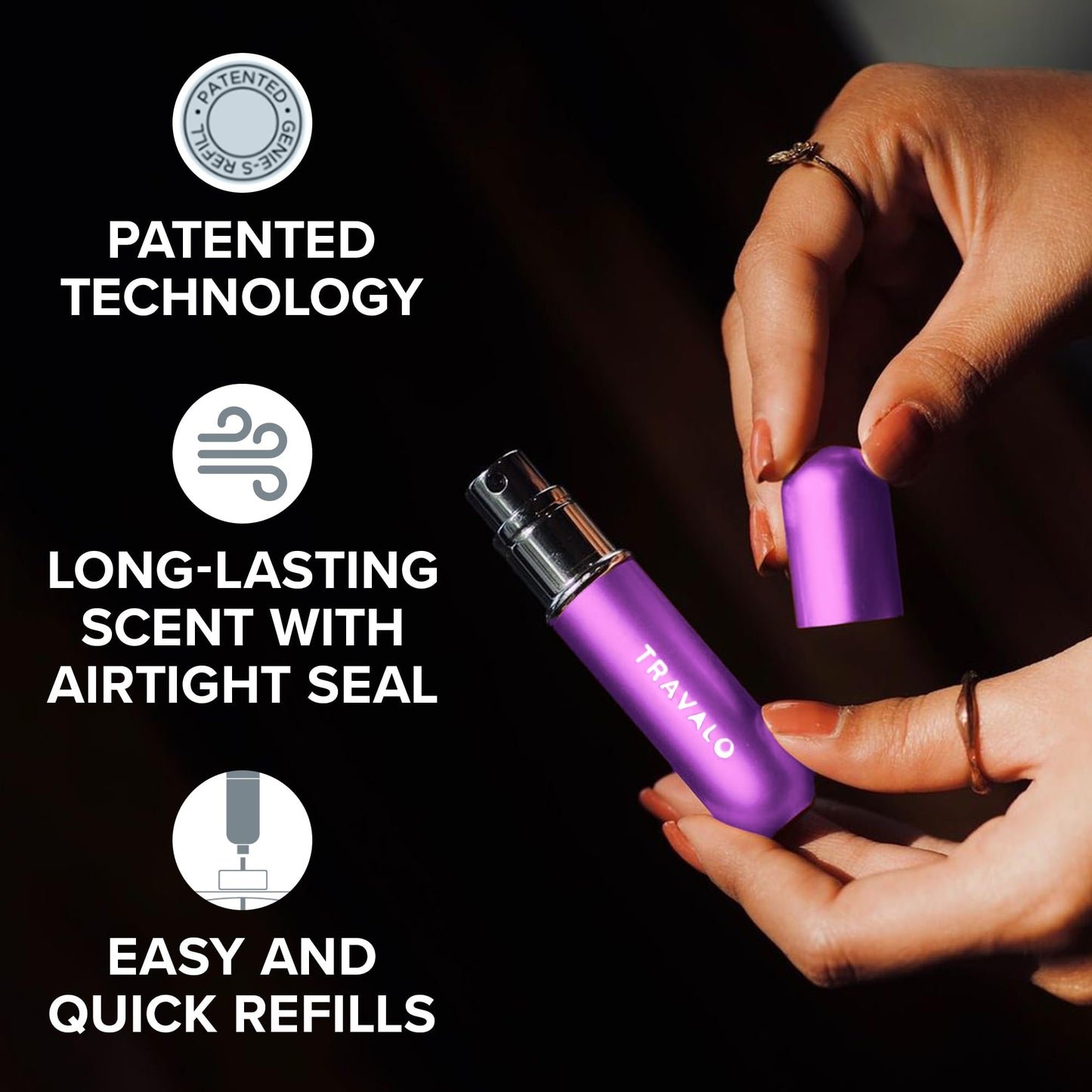 Travalo Classic HD Perfume Atomizer | Genie-S TSA Approved Travel Perfume Bottle Refillable | Reusable Airtight Easy-Fill Mini Pump Sprayer | Lightweight Elegant Design w/Volume Window