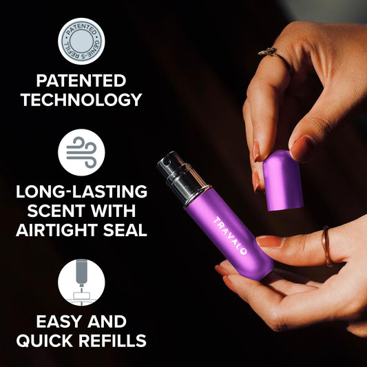 Travalo Classic HD Perfume Atomizer | Genie-S TSA Approved Travel Perfume Bottle Refillable | Reusable Airtight Easy-Fill Mini Pump Sprayer | Lightweight Elegant Design w/Volume Window