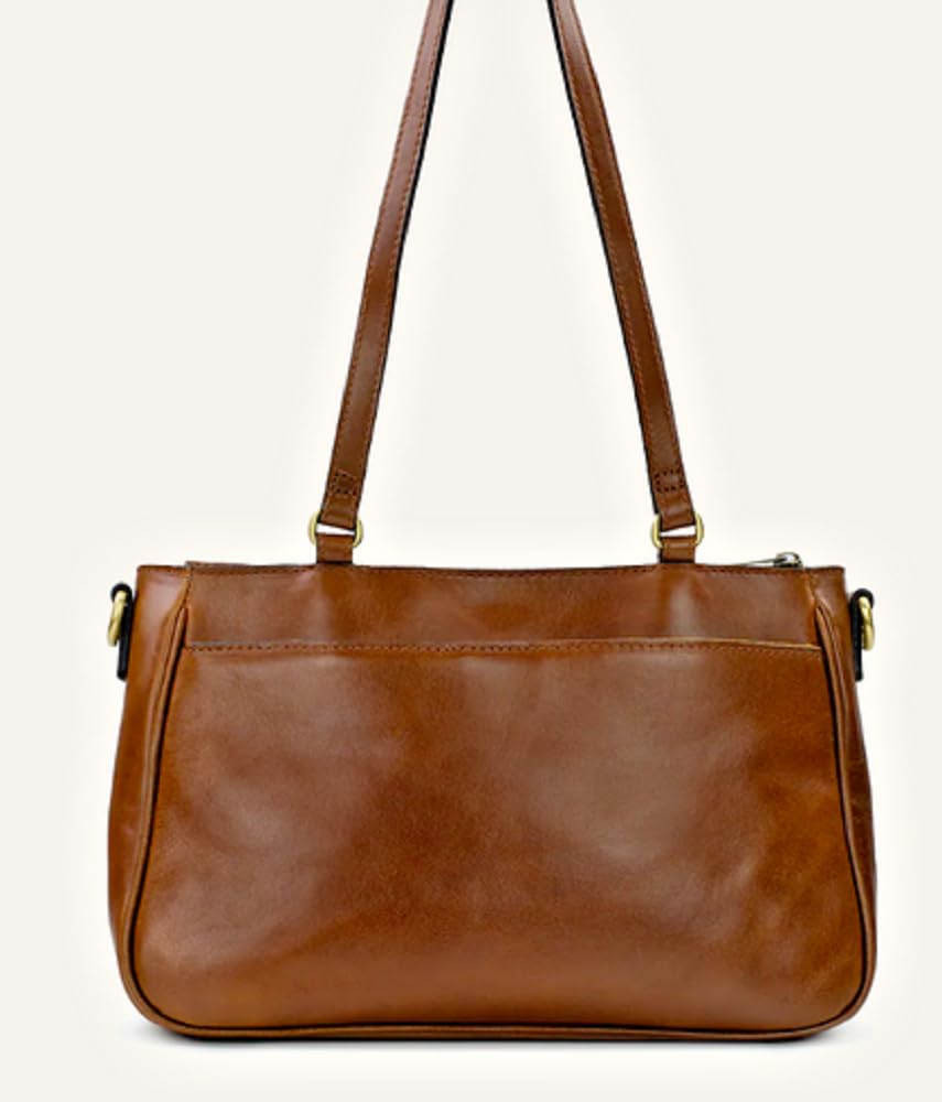 Patricia Nash Rosetti Leather Satchel/Crossbody Signature Map Brown