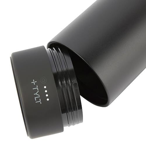 TYLT Power Bottle 2.0 24oz Stainless Steel Wide Mouth Water Bottle Removable 5700mAh Magnetic Portable Power Bank Dishwasher Safe Cup Holder Compatible Lanyard Handle Black