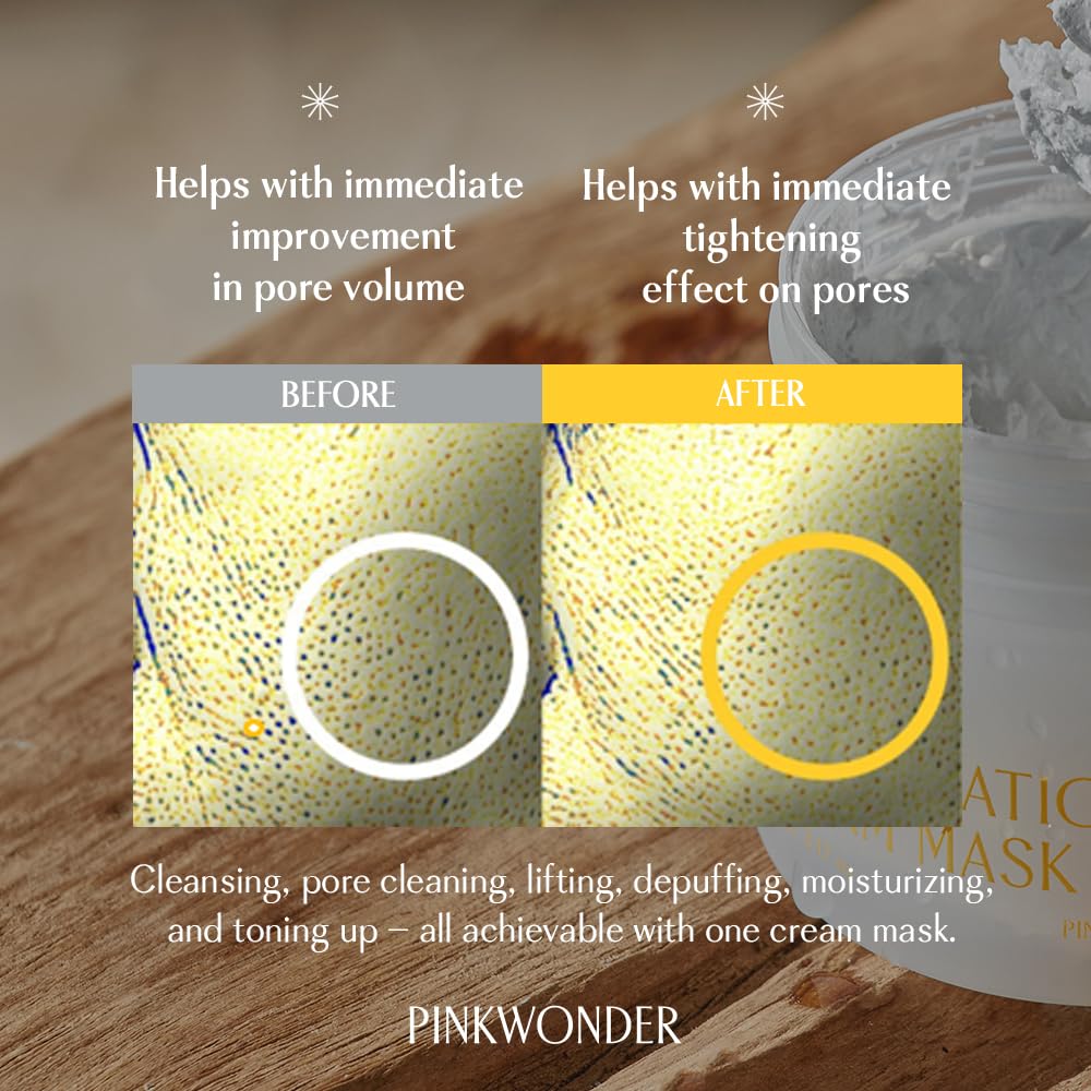 PINKWONDER Jojoba Mochi-Vation⢠Cream Mask 3.17oz (90g), Clay Mask with Organic Jojoba Oil and Korean Rice Extract, Wash-Off Face Mask, Korean Glass Skin