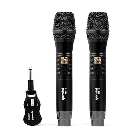Gemini Sound Pro Audio GMU Plug and Sing Karaoke DJ Bluetooth Wireless UHF Band Handheld Microphone with Cordless 1/4" Inch Jack Transmitter Adapter for Speakers