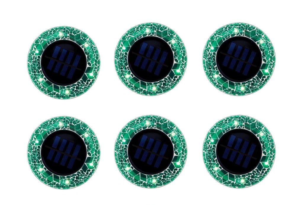 Generic Bell and Howell Mosaic Solar Disk Lights 6-Pack - Forest Green, 732=735
