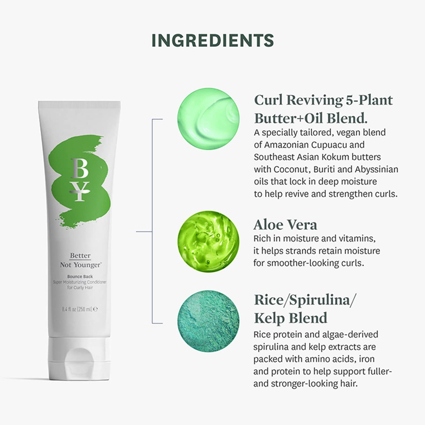 Better Not Younger Bounce Back Super Moisturizing Conditioner for Curly Hair, 8.4 Oz.