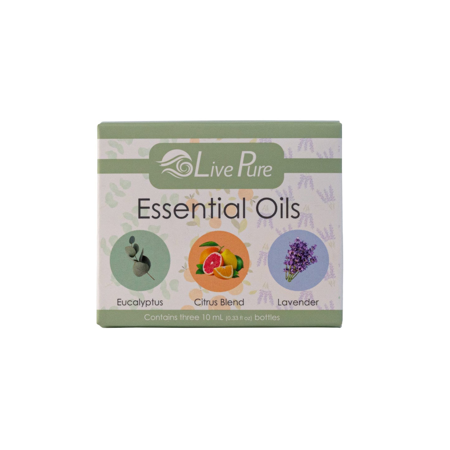 LivePure Essential Oils Variety 3 Pack - Eucalyptus, Citrus Blend, Lavender, 10ml