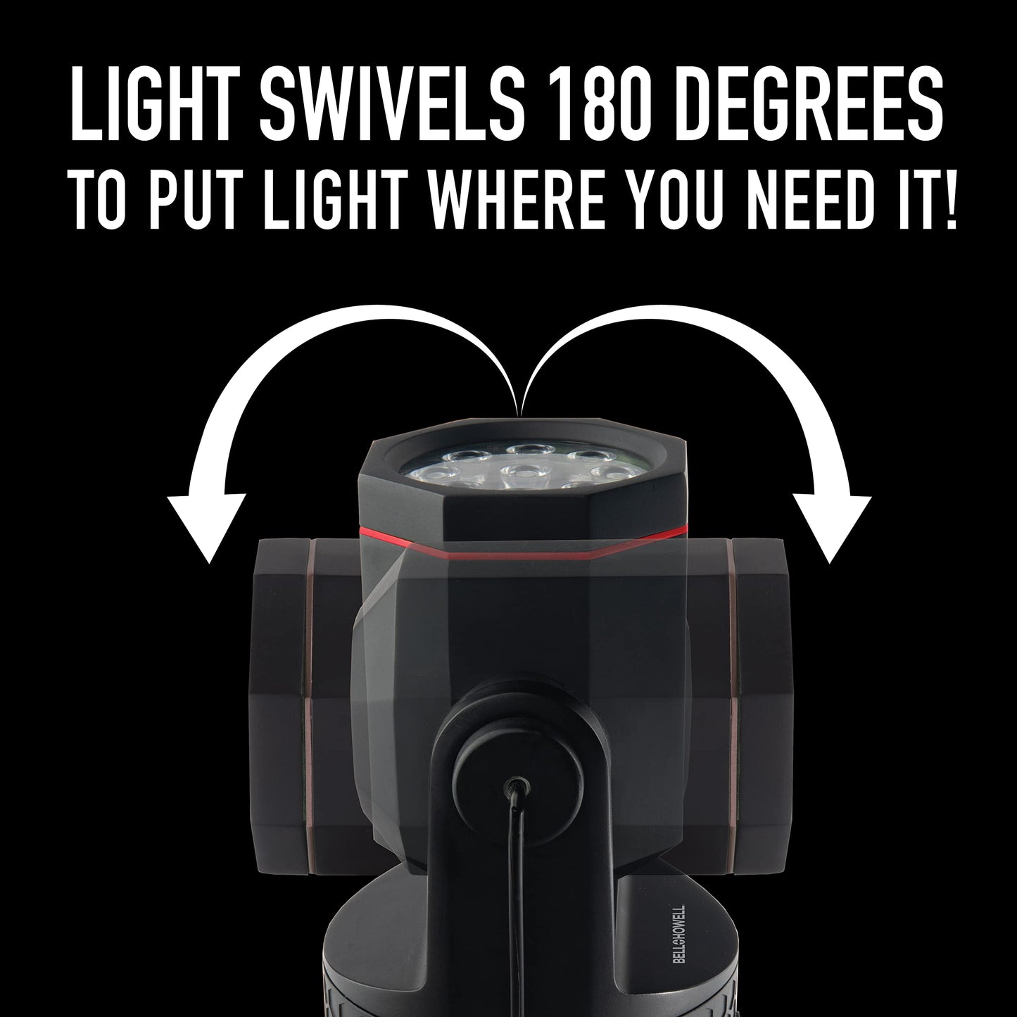 Bell+ Howell Bionic LED Work Light with Stand, Super Bright Rechargeable Portable LED Work Light, 1000 Lumen Camping Light, 50,000+ Hr. Lifespan