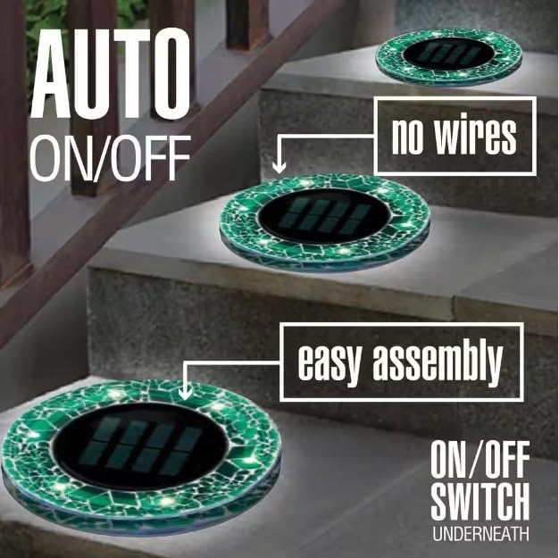 Generic Bell and Howell Mosaic Solar Disk Lights 6-Pack - Forest Green, 732=735