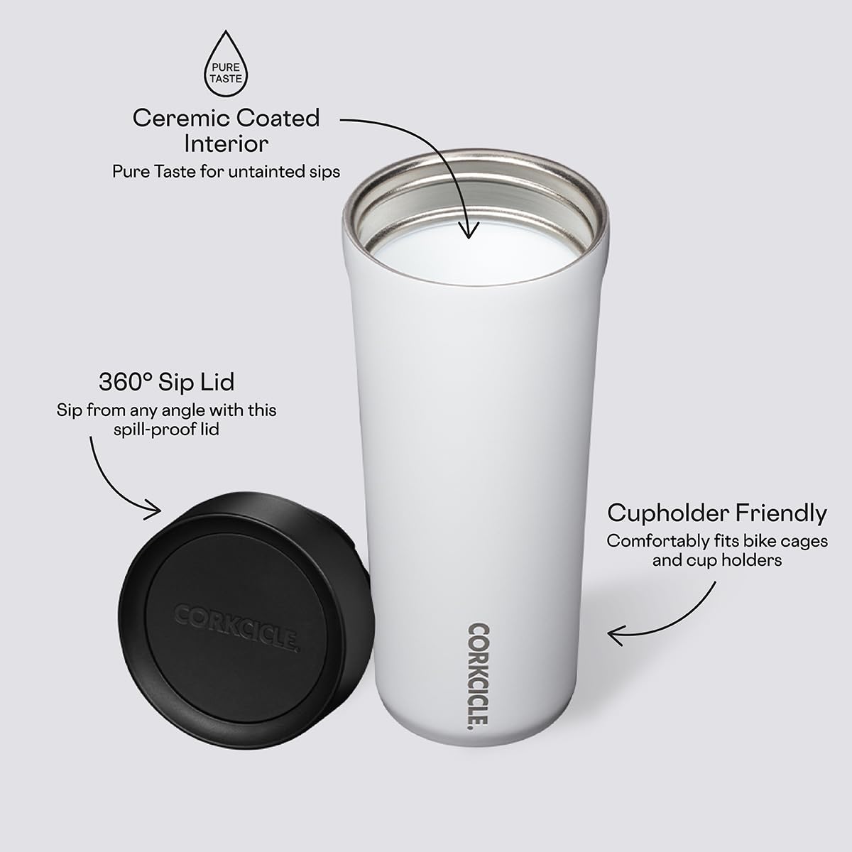 Corkcicle Commuter Cup Travel Mug with 360° Sip Lid