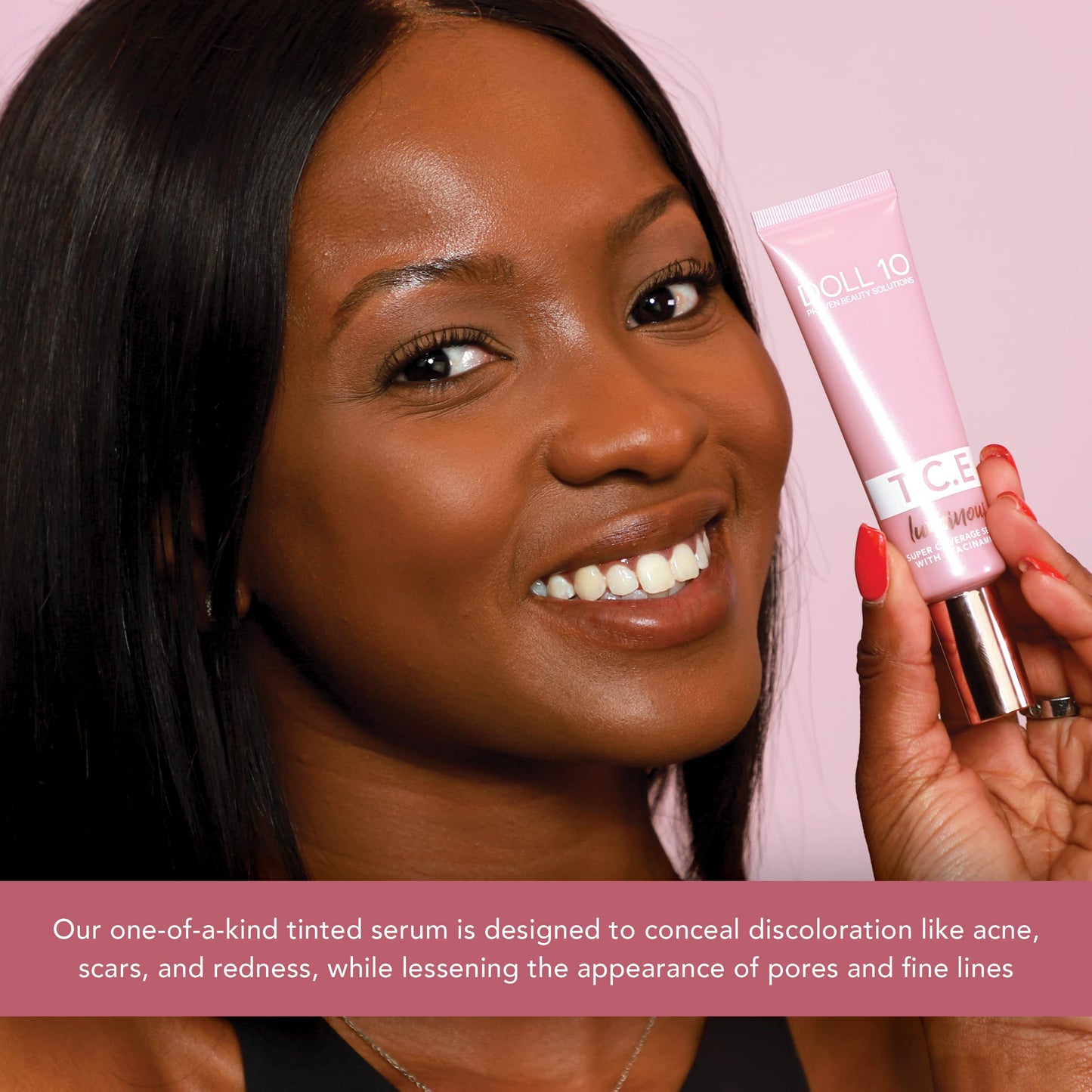 Doll 10 TCE Luminous Super Coverage Serum with Niacinamide - Full Coverage Tinted Foundation Makeup